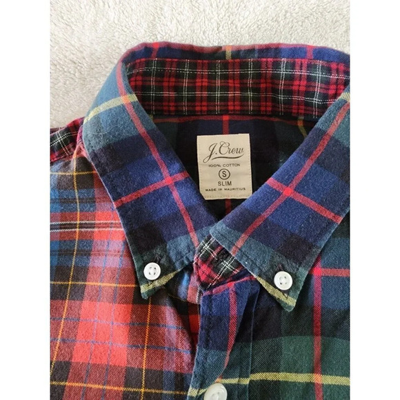 J Crew Mens Multicolor Plaid Button Down Shirt Size Small Slim Fit - Picture 4 of 7